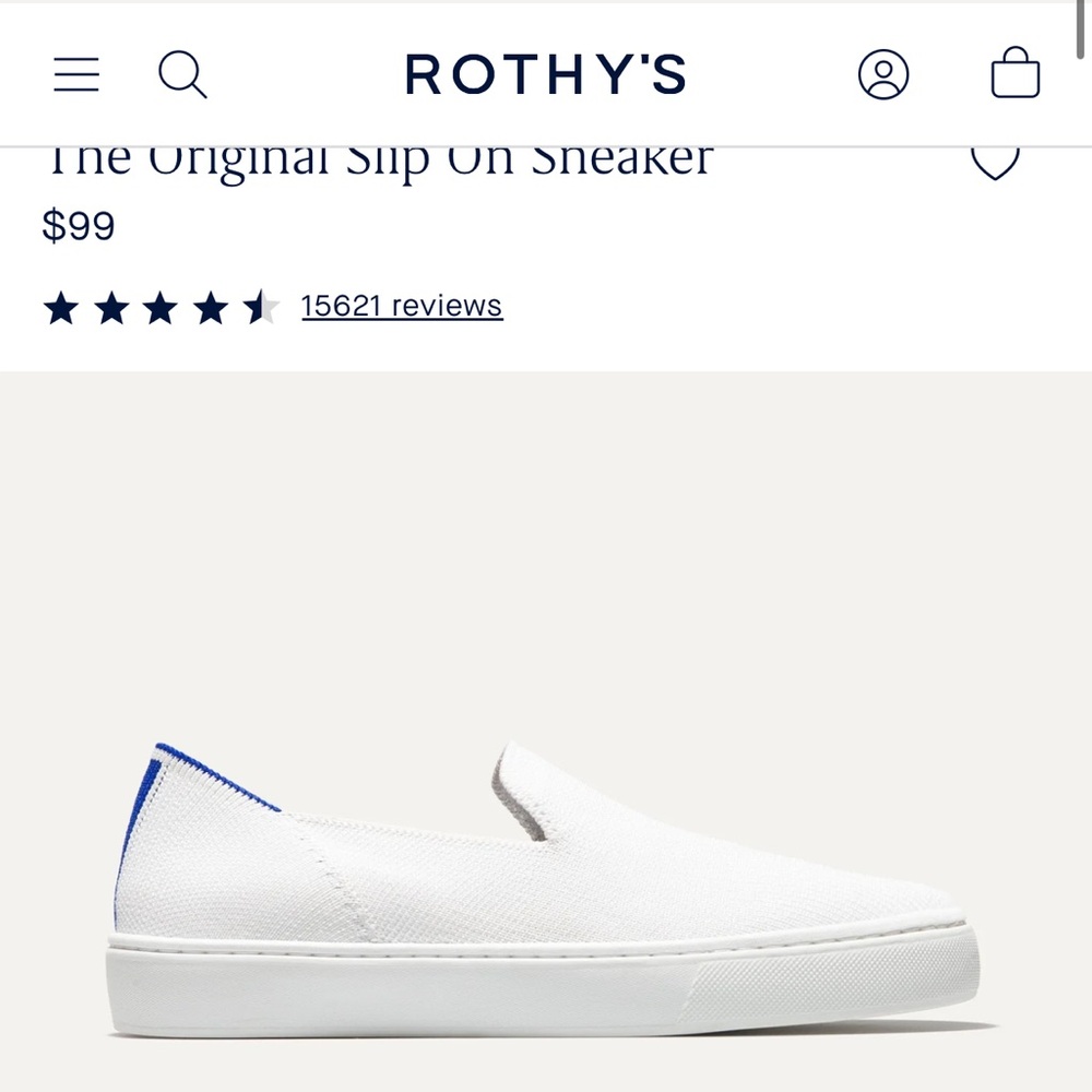 Rothy "The Original" Bright White Slip on Sneaker